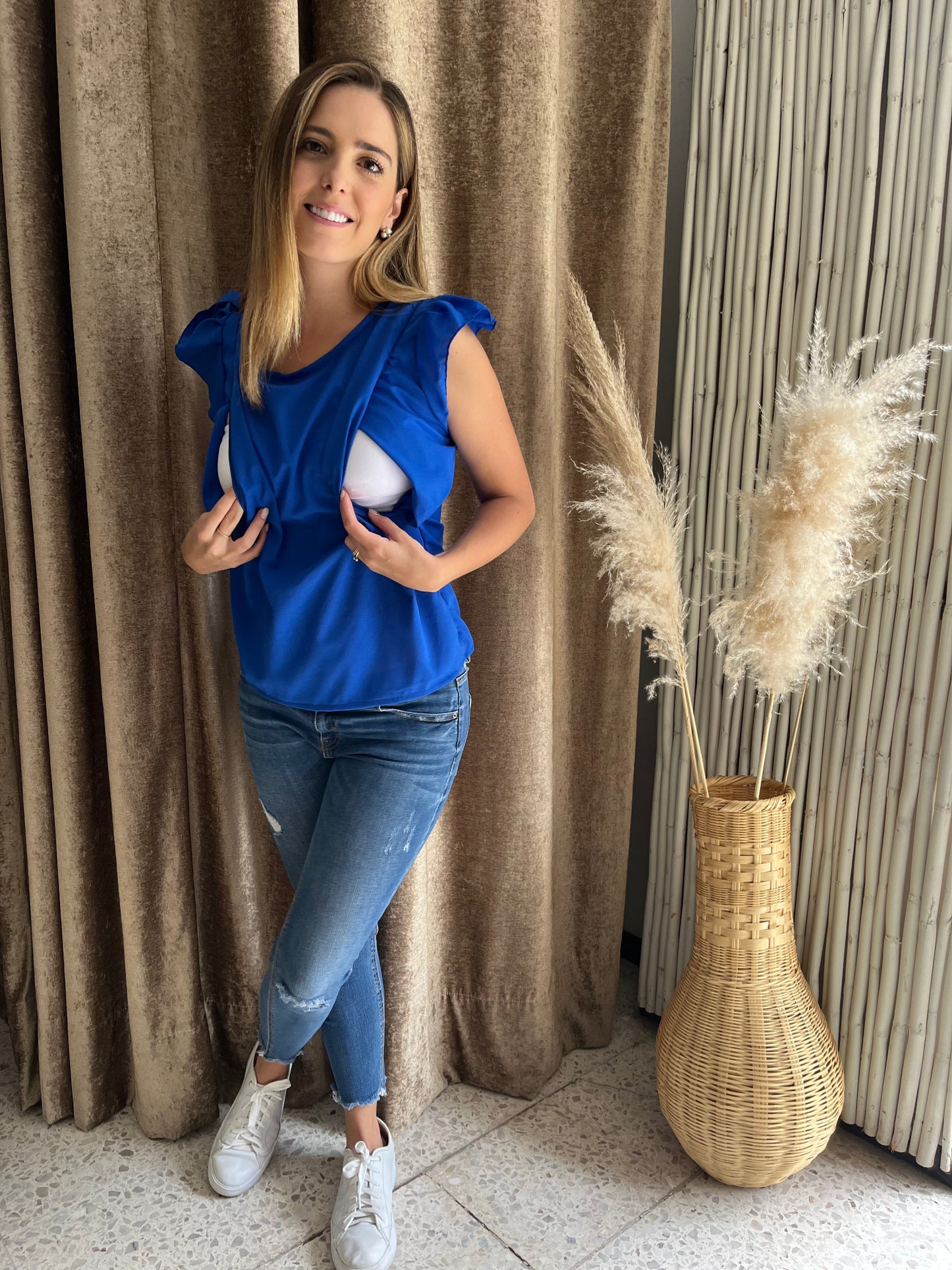 Blusa lactancia Andy, azul rey CH