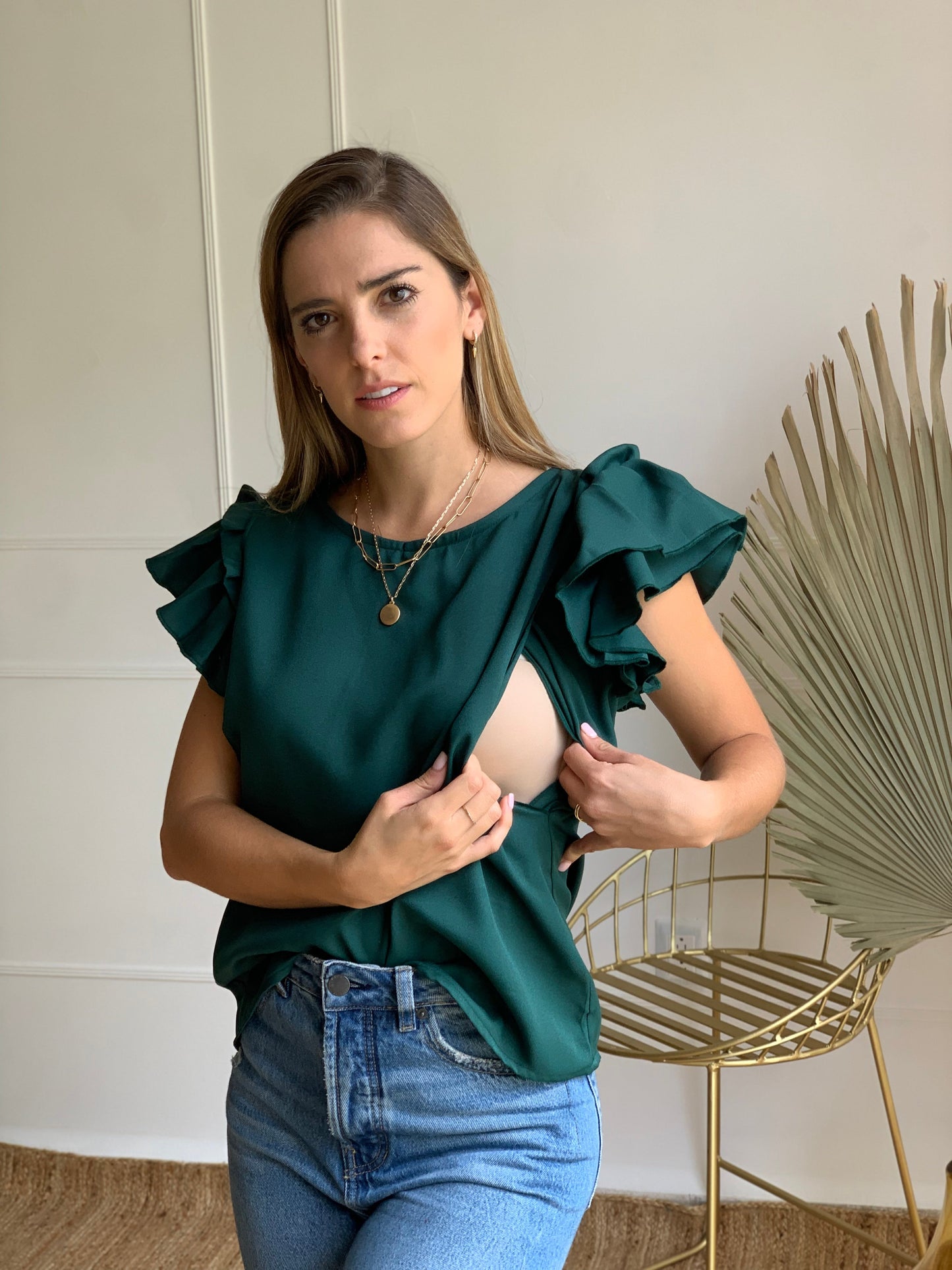 Blusa de lactancia, Adri verde CH, G y XG