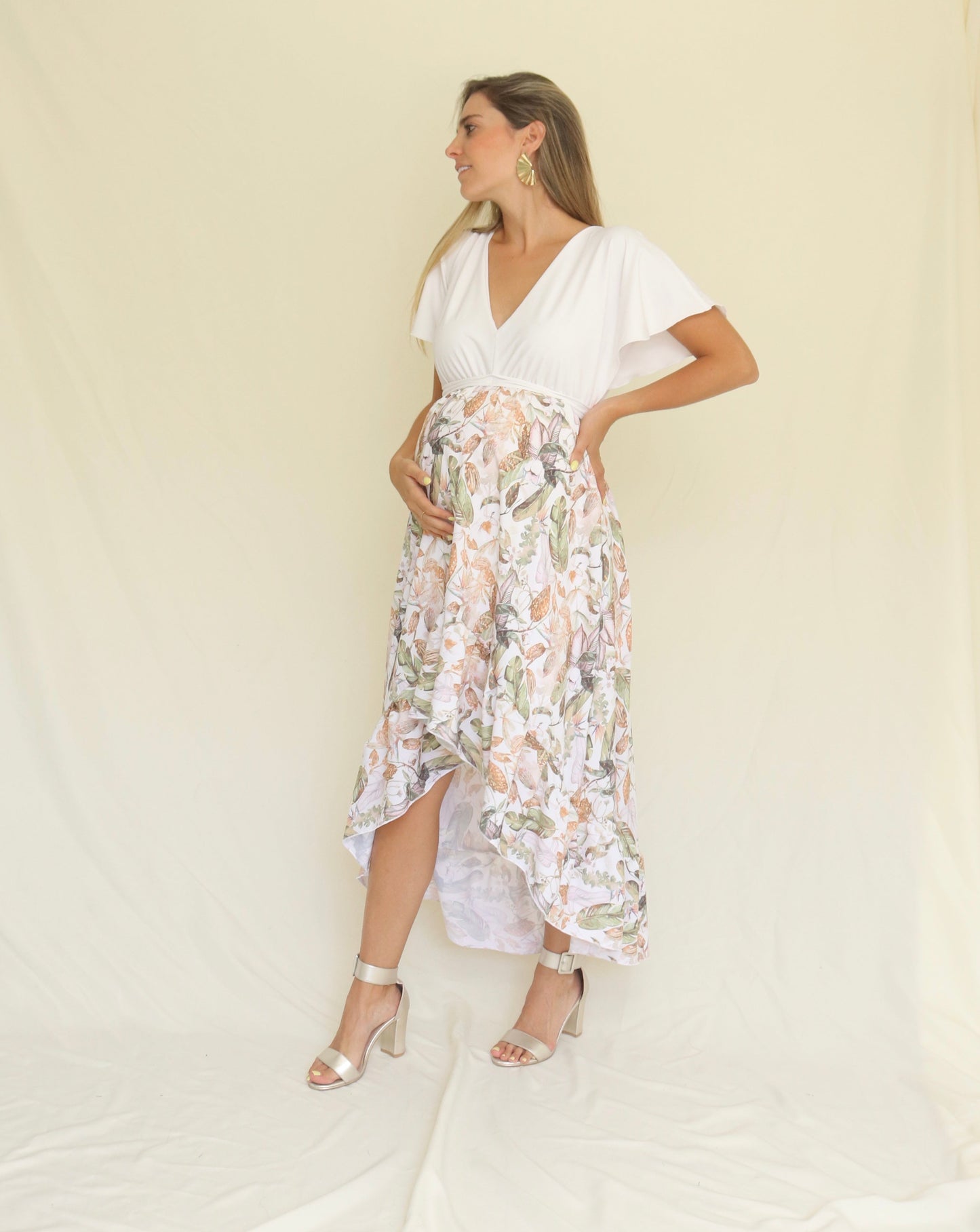 Vestido de Maternidad, Love Carlota blanco con otoño