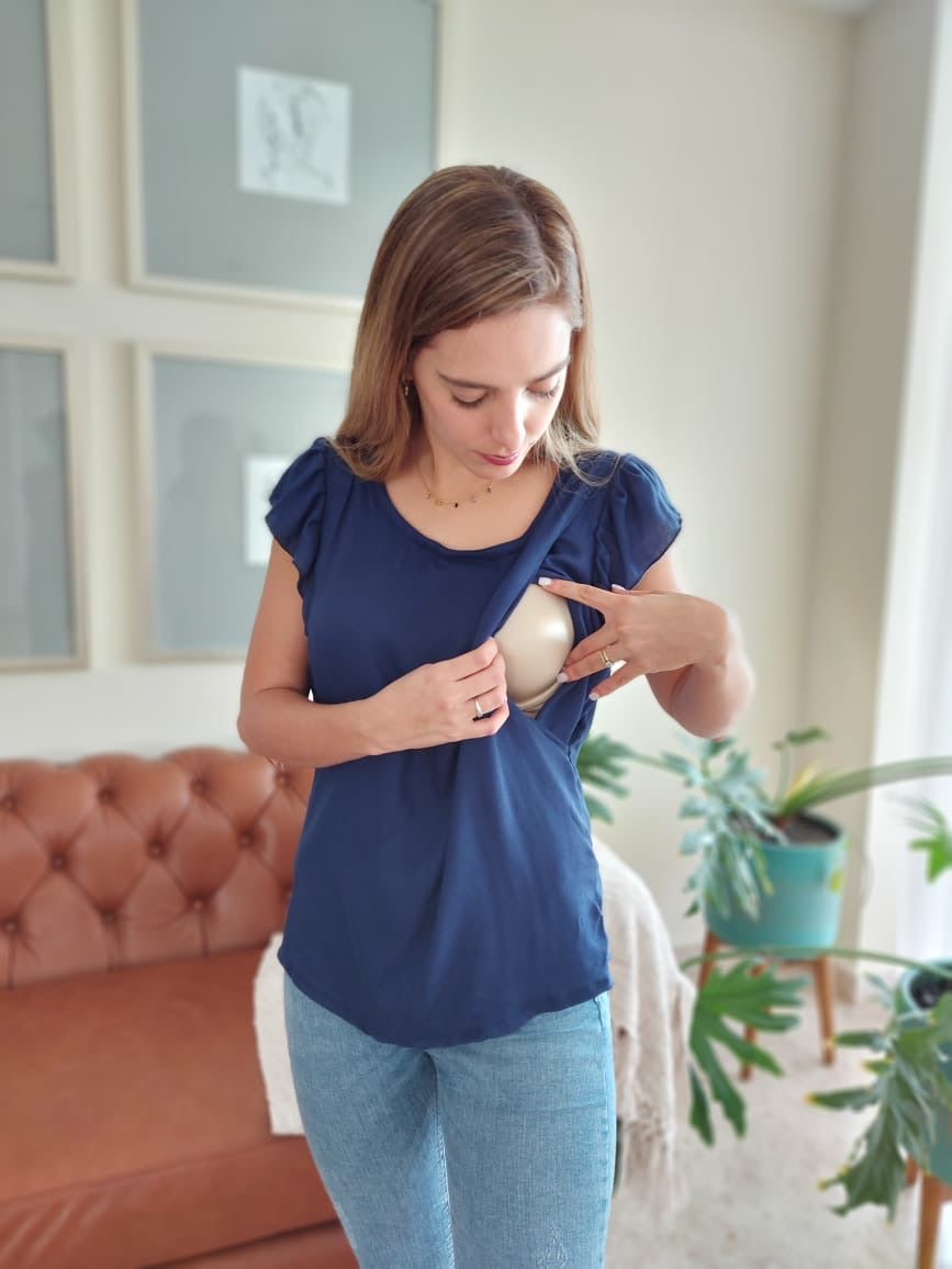 Blusa lactancia Andy, azul marina M y XG