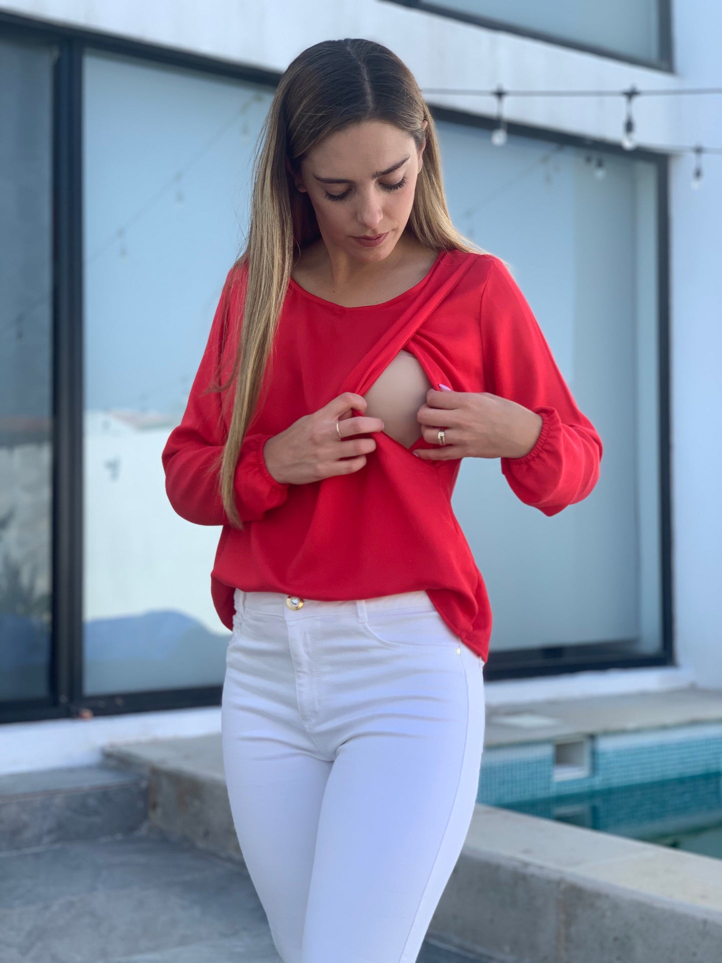 Blusa lactancia, Daniela rojo M