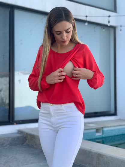Blusa lactancia, Daniela rojo M