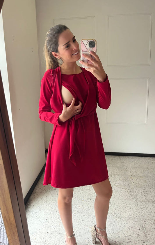 Vestido de maternidad y lactancia Romina Rojo CH a G