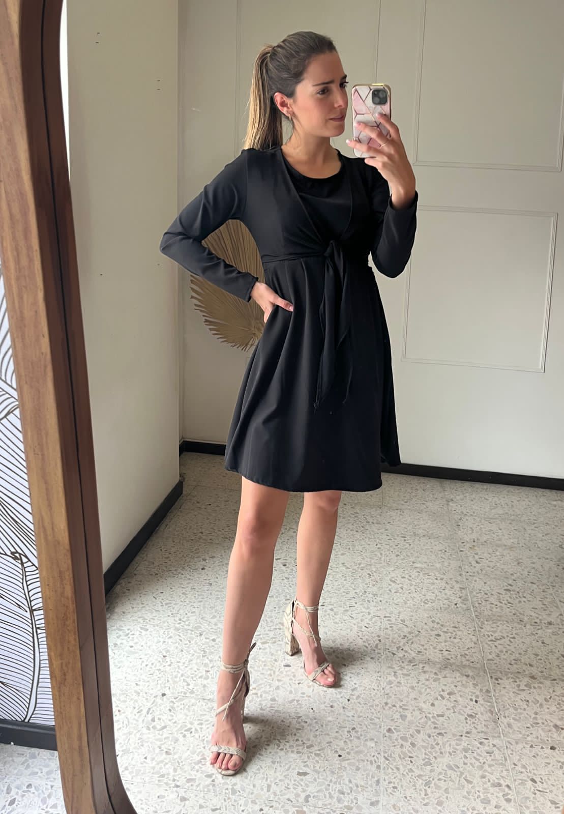 Vestido maternidad y lactancia Romina Negro CH a XG