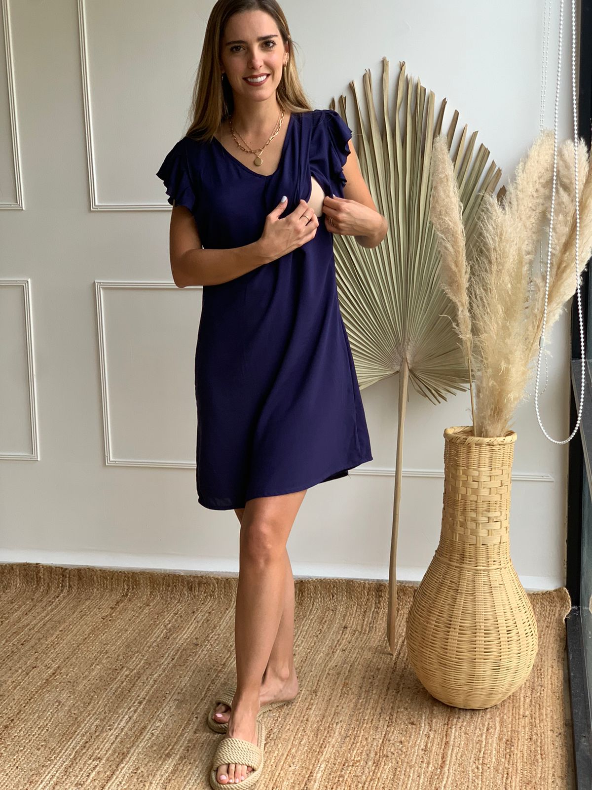 Vestido de lactancia, Isabella sin olán azul M