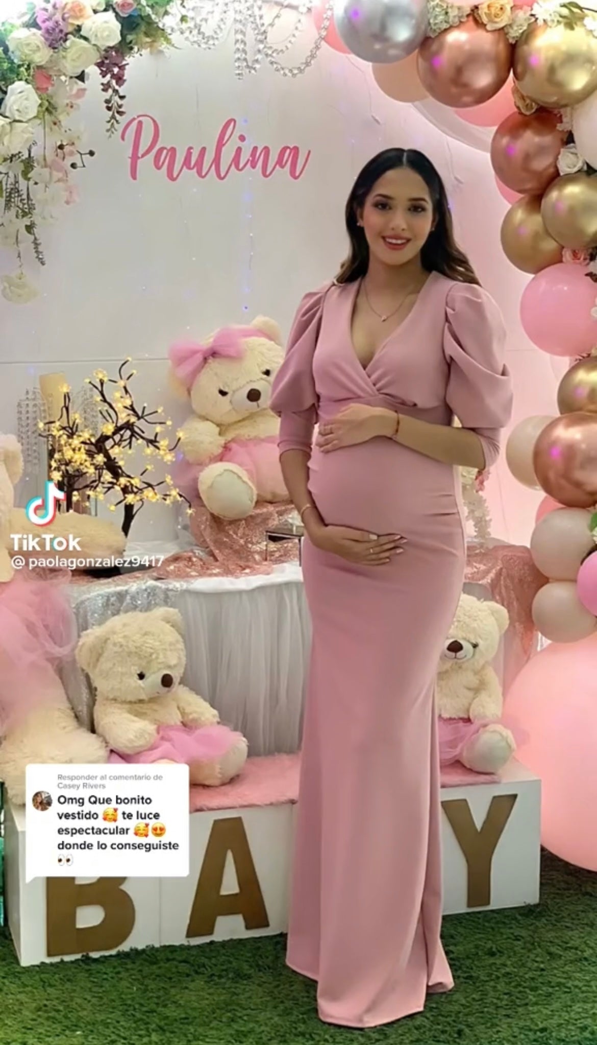 Vestido maternidad Yuridia largo rosa fuerte CH, G y XG