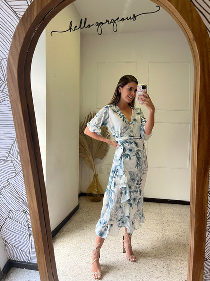 Vestido de maternidad, Ursula blanco con azul XG